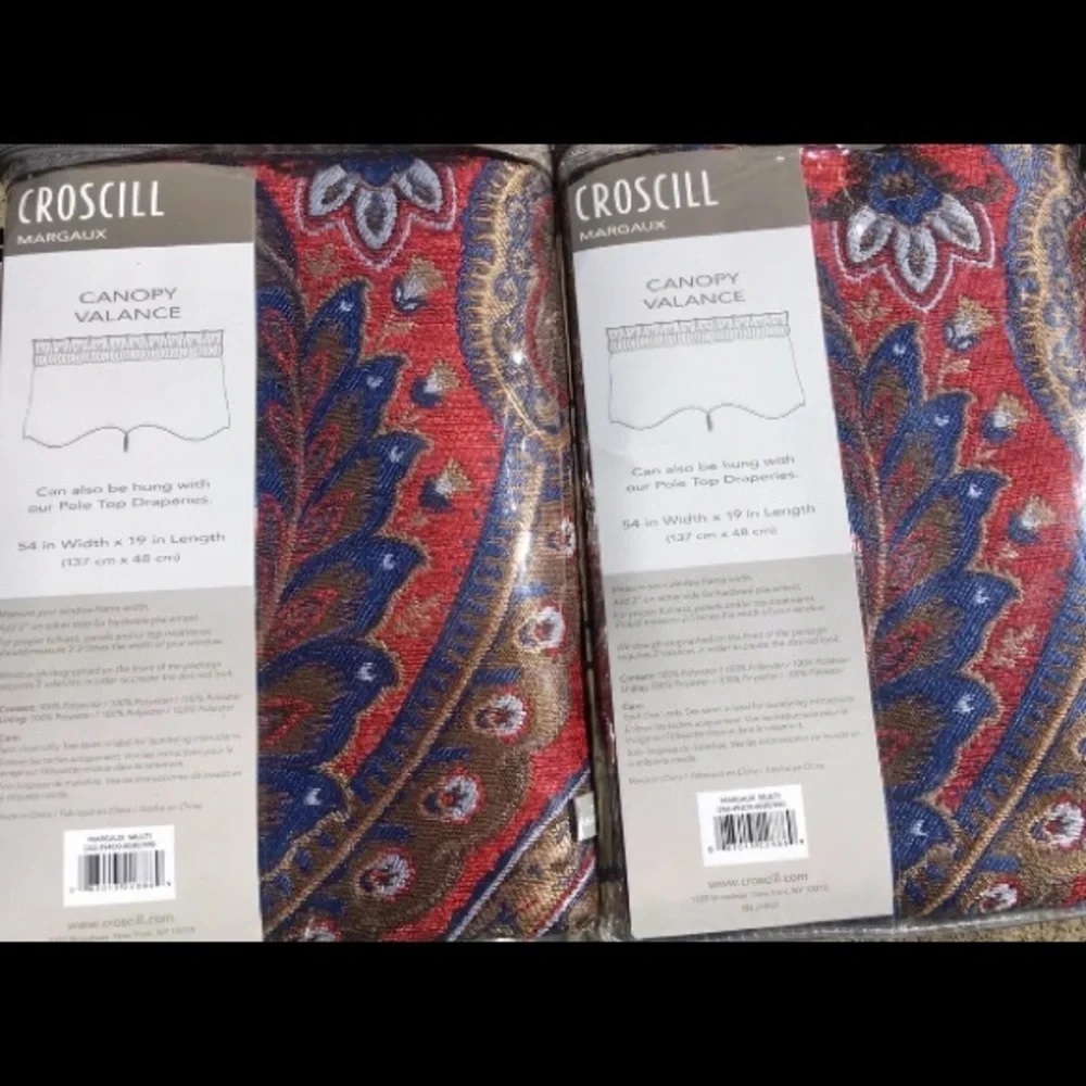 Croscill Canopy Valances Margaux Pair 54”W x 19”L Damask Jacquard Discontinued